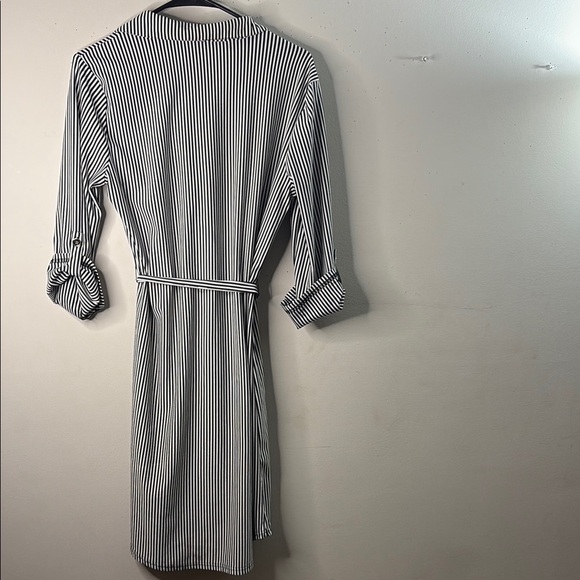 Striped Black and White Shirt Dress - Picture 6 of 6